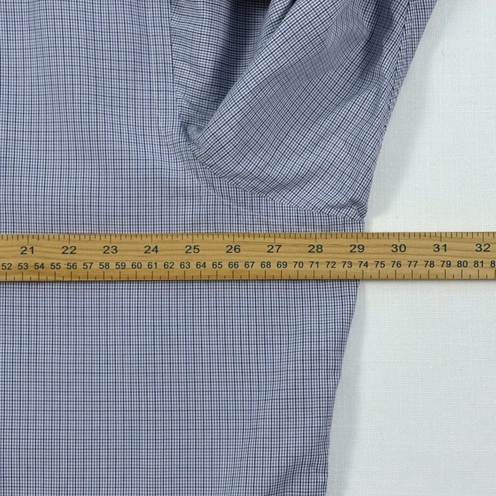 Ralph Lauren Yarmouth Mens 18 36/37 Blue White Micro Check Cotton Shirt Long Slv - Picture 10 of 14